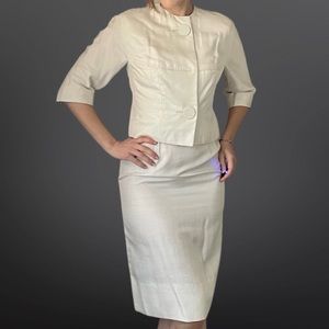 VINTAGE 1960s ecru silk suit - Jacque Cartier